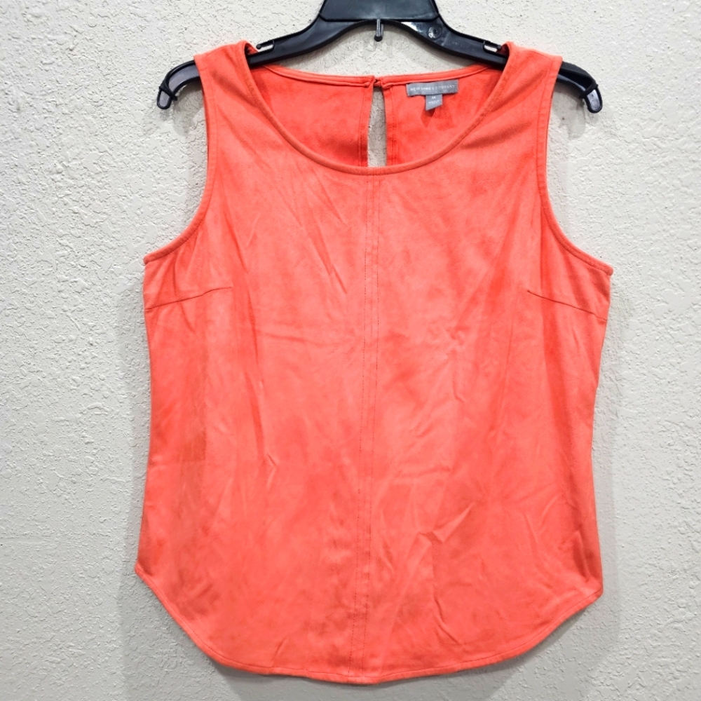 Sleeveless Faux Suede Coral Top sz-Med